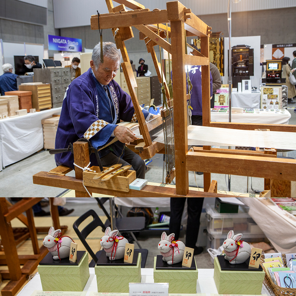 第39回新潟県伝統的工芸品展にて塩沢織物